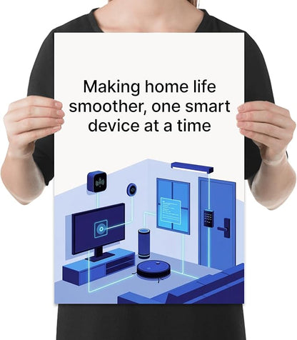 Modern Home Automation Poster Print - Making Home Life Smoother with Smart Devices - 13x19 - Futuristic Living Room Design