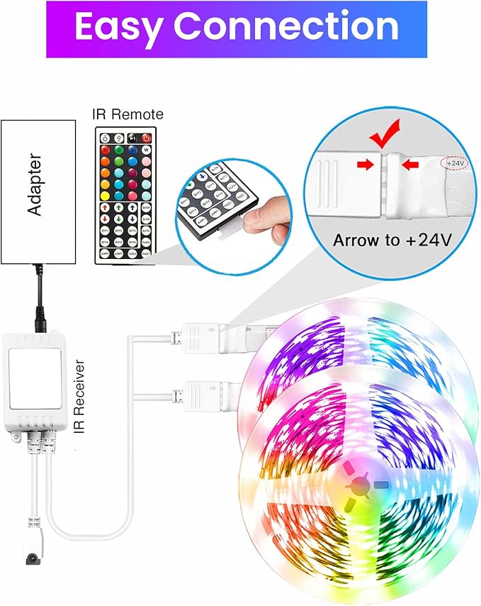 VOLIVO 300FT LED Strip Lights for Bedroom RGB Color Changing | Bluetooth App Control, IR Remote Control, Music Sync, Room Home Decor Lighting