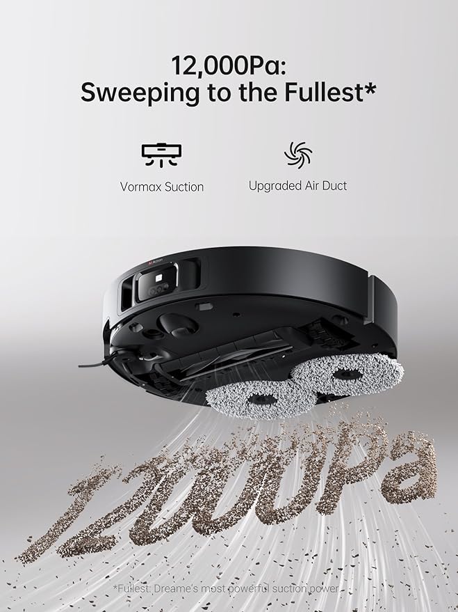 DREAME X40 Ultra Robot Vacuum and Mop Combo, 12,000Pa Powerful Suction, Side Brush Extend and Lifting, Mop Extend, Mops Raising and Removal, Washboard Self Cleaning and Mop Cleaning
