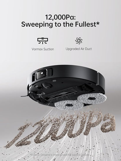 DREAME X40 Ultra Robot Vacuum and Mop Combo, 12,000Pa Powerful Suction, Side Brush Extend and Lifting, Mop Extend, Mops Raising and Removal, Washboard Self Cleaning and Mop Cleaning