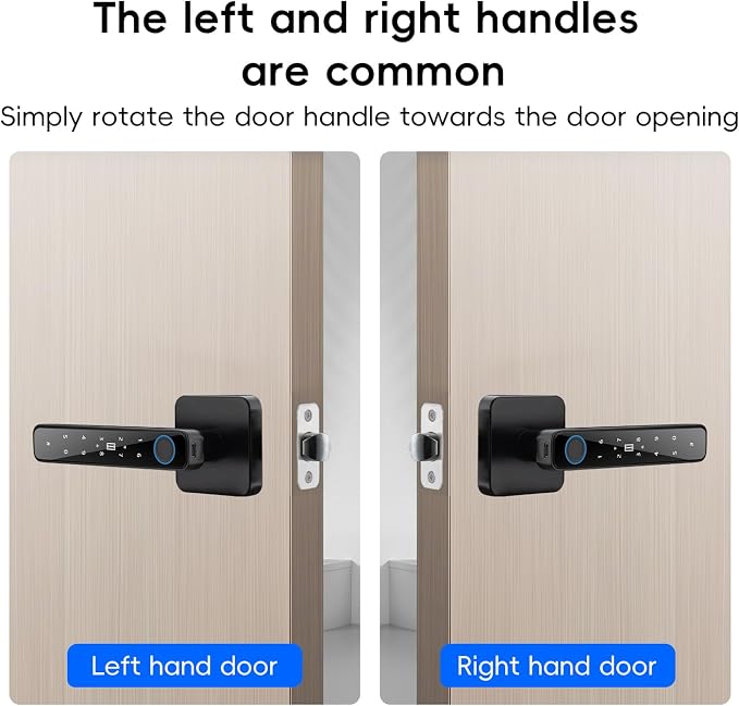 Smart Door Knob with Key & Keypad, Biometric Fingerprint Door Lock