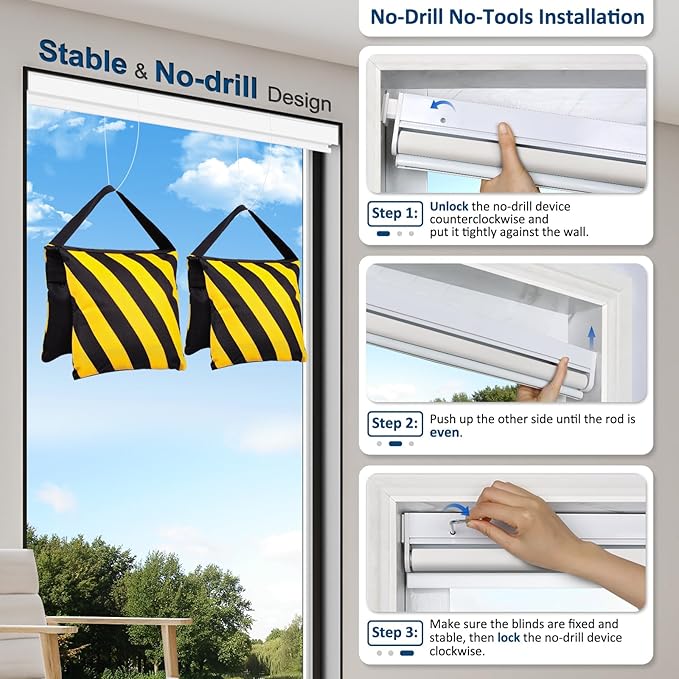 No Drill Motorized Blinds with Remote, No Tools Automatic Blinds for Window, Blackout Motorized Shades, Light-Filtering Smart Blind, Rechargeable, Customized Size, Linen