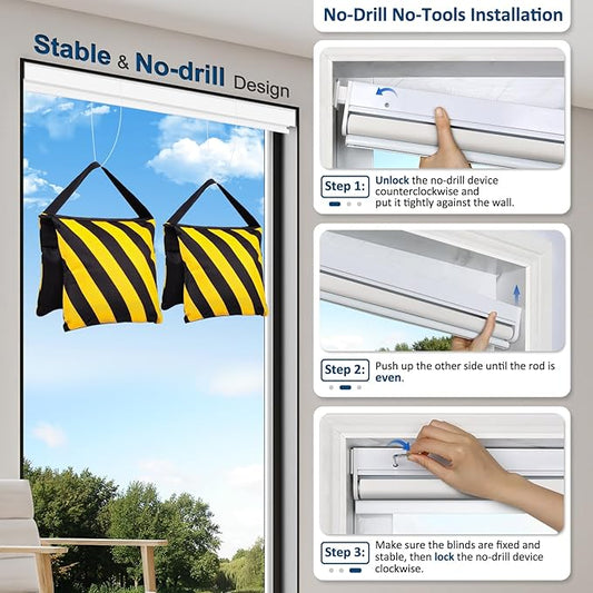 Smart Motorized Blinds with Remote, Cordless No-Drill Automatic Roller Shades, Blackout Electric Blind for Windows, Grey, 32 x 72