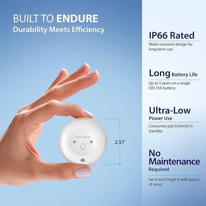 APEC Water WiFi Water Leak Detector, Dual Sensor, Pack of 3