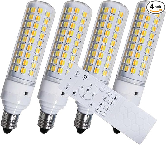 Smart Light Bulbs E11 LED Remote Control- Dimmable 7W(75W Equivalent) 800Lm-Tunable Color Temperature (2700K- 6500K) CRI 80+, 2.4GHz - No App or Wi-Fi Required- 4 Bulb & Remote