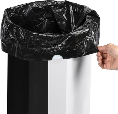 happimess Fleur 25 Gal Trash Can Bin, Charcoal Black/Cotton White, Set of 2
