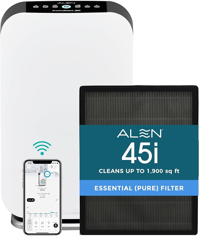 Alen 45i HEPA Air Purifier, Essential Filter, Covers 1,900 Sq Ft