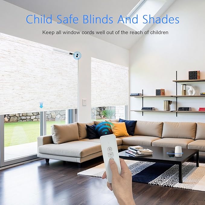 MING CHEN Smart Tubular Motors for 1.4"(36mm) 1.5"(38mm) Shade Tube Rechargeable Motorized Blinds Motor and RF Remote Control for Windows Shade Compatible with Alexa Google via HUB (2 Driver Crowns)