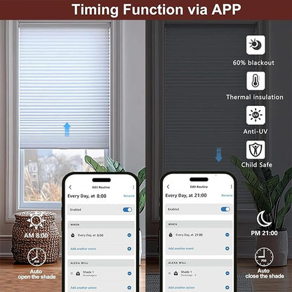 Bringnox Smart Motorized Cellular Shades,with Google Home and Alexa Via HUB,and Customized(Filtering Toffe-103, Light Filtering)