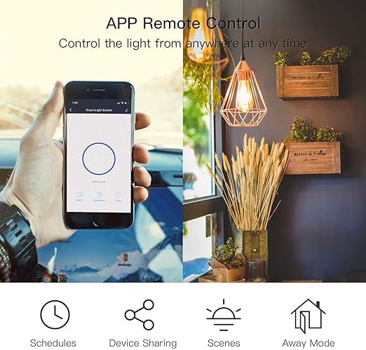TREATLIFE Smart Light Switch, 2.4GHz WiFi Light Switch, Neutral Wire Required, Works with Alexa, Google Home and SmartThings, Single-Pole, Remote Control, FCC Listed, 1 Pack