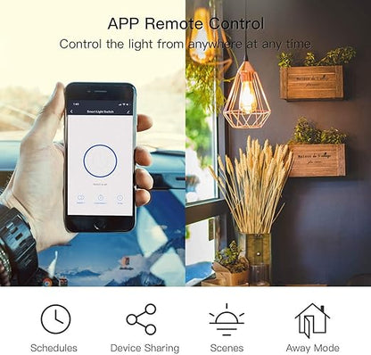 TREATLIFE Smart Light Switch, 2.4GHz WiFi Light Switch, Neutral Wire Required, Works with Alexa, Google Home and SmartThings, Single-Pole, Remote Control, FCC Listed, 1 Pack