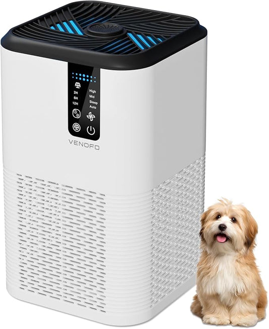 Air Purifier for Home Large Room Up to 1750ft²,3-in-1 Filter with Sleep Mode,Air Purifier with Aromatherapy for Office,Living Room,Bedroom,Remove Smoke Odor,Home Pets,White Black