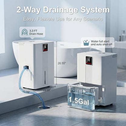 MEPTY 6000 Sq.Ft Dehumidifier,Max 100 Pint/Day Large Dehumidifier for Basement & Home with Drain Hose,Smart Humidity Control,24H Timer & Child Lock,3-Color Humidity Display Ideal for Bedroom,Bathroom
