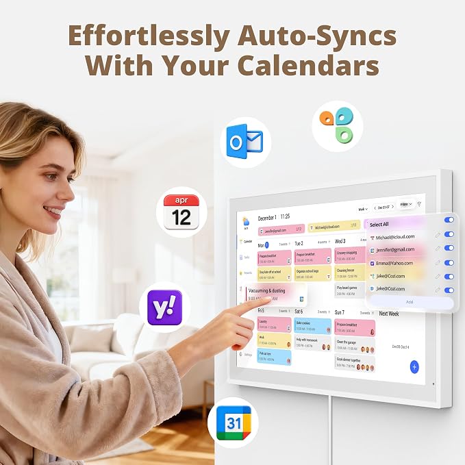 Dragon Touch 21.5" Digital Calendar Chore Chart – 1080P Full HD Interactive Touchscreen, Smart Family Planner, Hearth Display Digital Calendar Wall & Desk Mountable for Seamless Scheduling