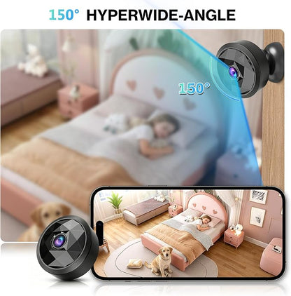4K Indoor Mini WiFi Hidden Camera:with Motion Alerts&Night Vision(black)