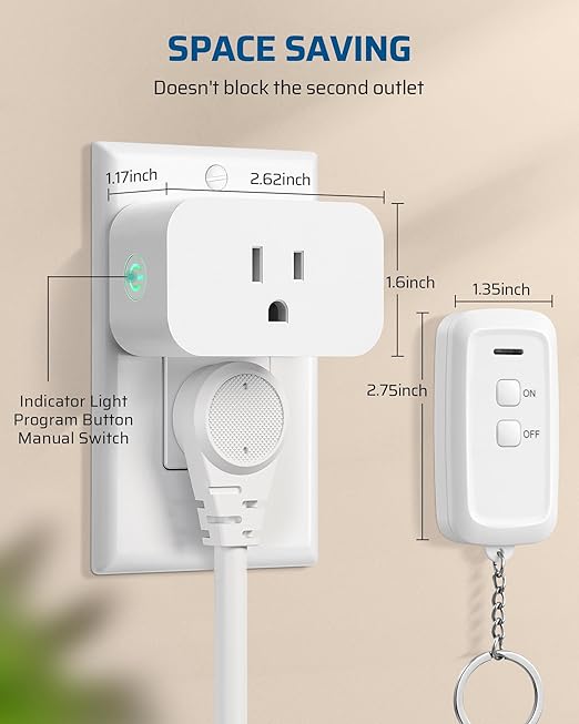 DEWENWILS Remote Control Outlet, Indoor Remote Outlet with 2 Remotes, 100FT Range, 15A/1875W, Remote Outlet Switch for Lights/Fans, Floor Lamp, Bedside Lamp