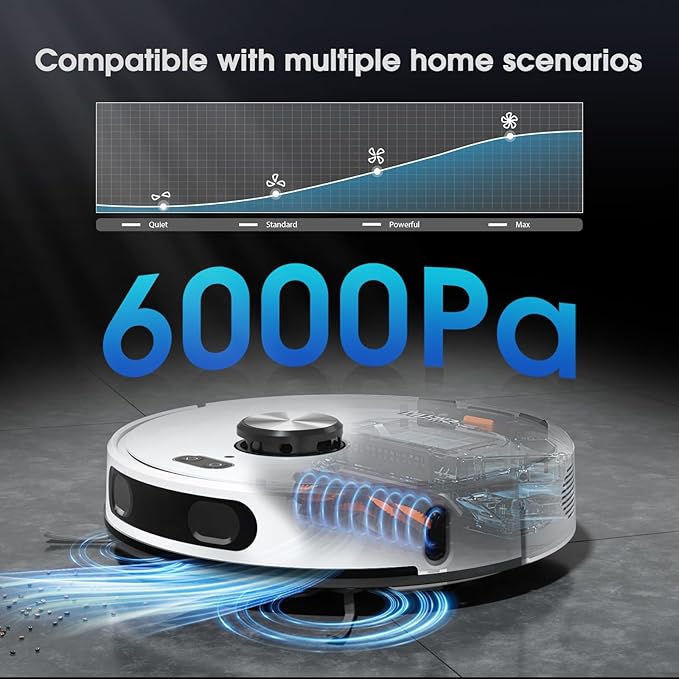 SHELIKI 3-in-1 Robot Vacuum and Mop, Strong Suction Mapping Robotic Vacuums Cleaner, Slim Compact Design, 360 LiDAR Smart Navigation, WiFi App Control, Ideal for Pet Hair Hard Floors Low Pile Carpet
