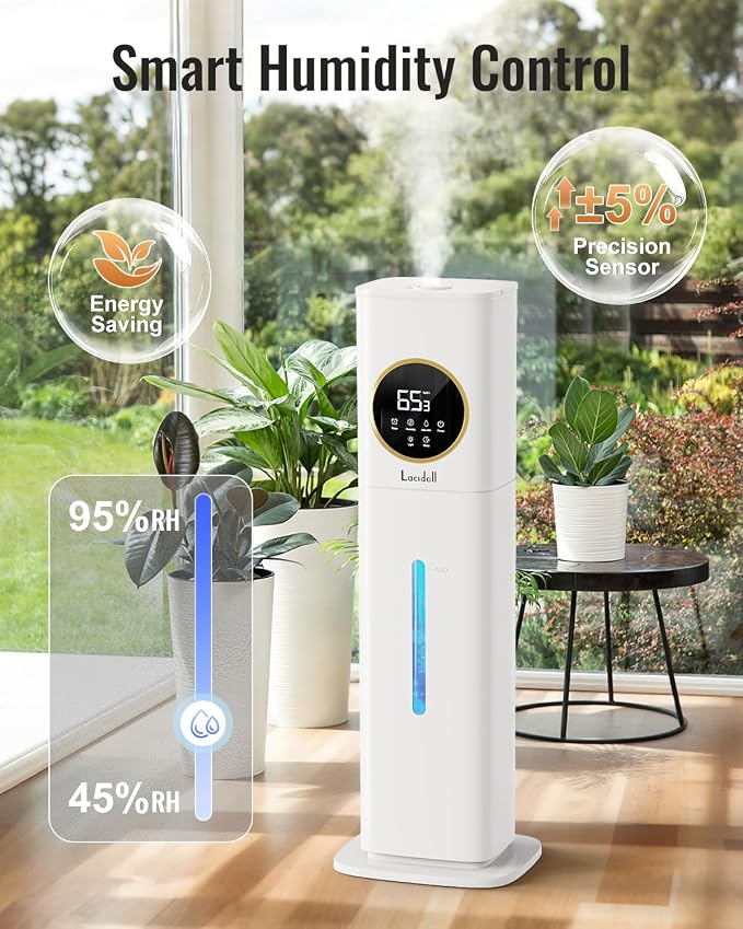 LACIDOLL 8L Humidifier for Bedroom with Night Light Diffuser, White