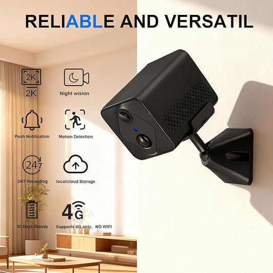 4G Surveillance Camera, Security Camera, 2K HD Indoor/Outdoor Security Camera, HD Night Vision, AI Motion Detection