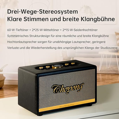 CHOYONG Maestro C2 WiFi Speaker Wireless Bluetooth Smart Speaker,Three-Way Speaker System,Internet Radio Global Station,Record Player Compatible with RCA Input,Choyoung C2