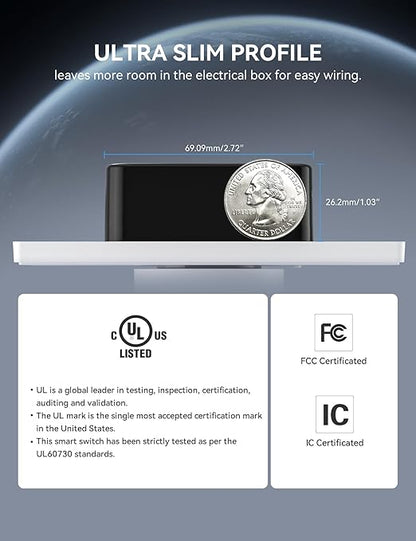 ELEGRP WiFi Smart Rotary Triac Dimmer with 1.8 inch TFT Display Screen, Single Pole, Needs Neutral Wire, 2.4GHz Wi-Fi, Compatible with Alexa and Google Home, No Hub Required, UL Listed, 1 Pack, White