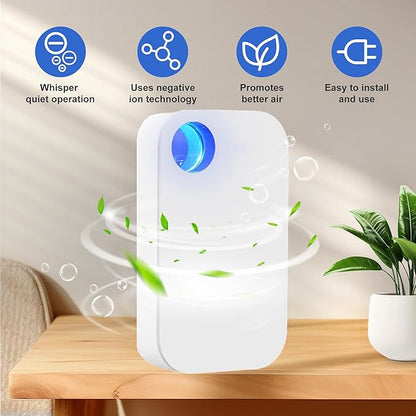 Plug In Air Ionizers,Negative Ion Air Purifier for Home and Office Use,Quiet Operation Air Cleaner to Freshen Indoor Air,Mobile Ionic Air Purifier for Bedroom,Living Room,Bathroom(2)
