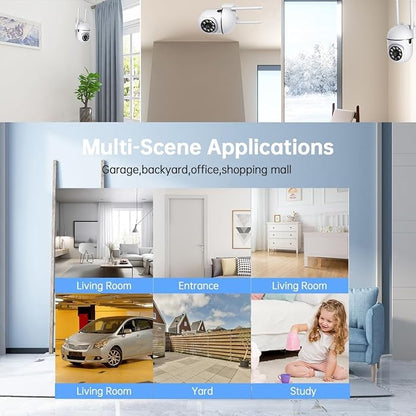 EVERSECU 1080P Outdoor WiFi PTZ Security Camera, 5G WiFi, Auto Tracking, 2 Way Audio, Spotlight Night Vision, Compatible with Alexa, SD Card & Cloud Storage, Support ONVIF&RTSP IP CCTV Camera