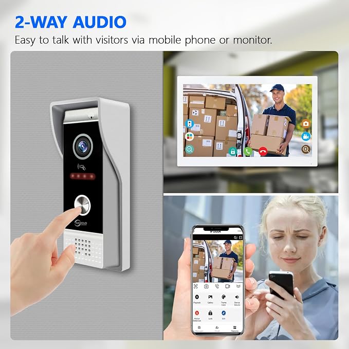 ANJIELO SMART Wired Video Doorbell with Indoor Monitor,Video Intercom System, Hardwired Door Entry Camera with Two-Way Audio, Motion Detection, Remote Unlock for Home Security