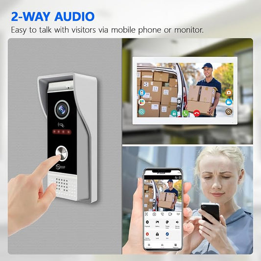 ANJIELO SMART Wired Video Doorbell with Indoor Monitor,Video Intercom System, Hardwired Door Entry Camera with Two-Way Audio, Motion Detection, Remote Unlock for Home Security
