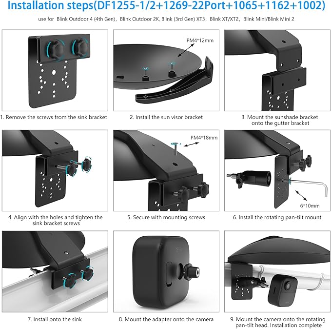 HOLACA Universal Gutter Mount and Sun Rain Shade Cover for All Outdoor Security Camera with 1/4 Screw, Shield Compatible with Ring, Blink, Google Nest, Eufy, Arlo, WYZE, Tapo (Security Camara)