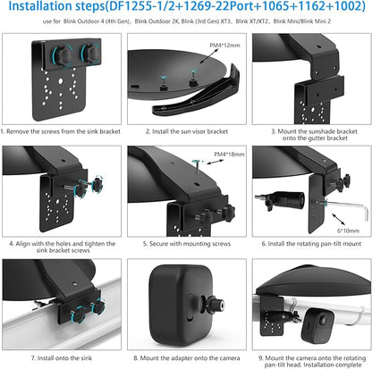 HOLACA Universal Gutter Mount and Sun Rain Shade Cover for All Outdoor Security Camera with 1/4 Screw, Shield Compatible with Ring, Blink, Google Nest, Eufy, Arlo, WYZE, Tapo (Security Camara)