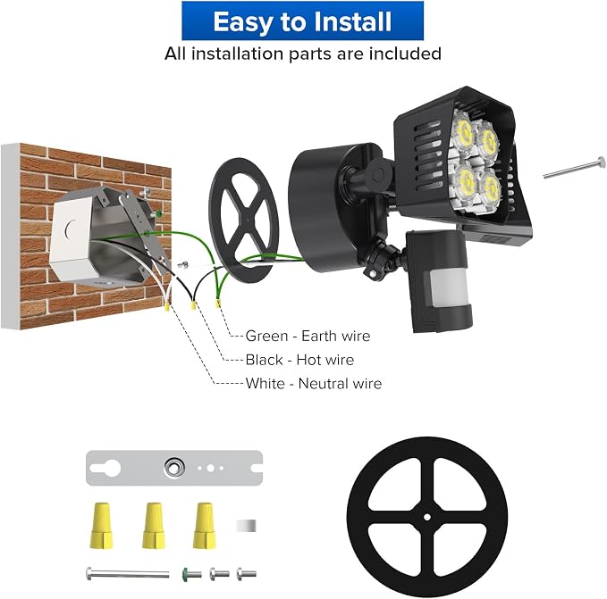 SANSI 30W Motion Sensor LED Outdoor Security Flood Light 3400LM 5000K Black