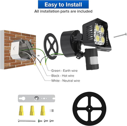 SANSI 30W Motion Sensor LED Outdoor Security Flood Light 3400LM 5000K Black