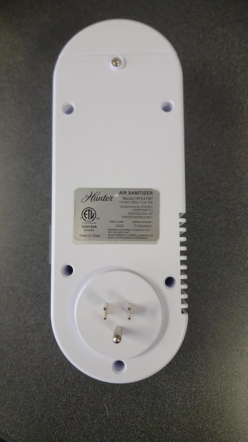 Hunter Plug-in UV Air Sanitizer, White – Whisper Quiet UV-C Air Sanitizer, Matches A Variety of Room Decors and Styles