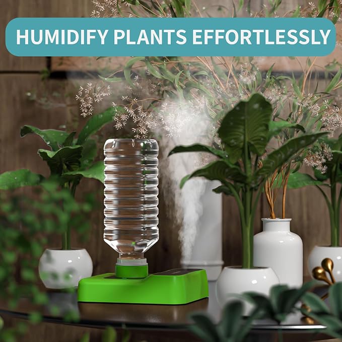 Travel Humidifier, Portable Humidifier for Plants, Bedroom, Office, Hotel or Car, Battery Operated Mini Cool Mist Humidifiers, Quiet 23dB, Auto-off, Night Light & BPA-Free, Grass-Green