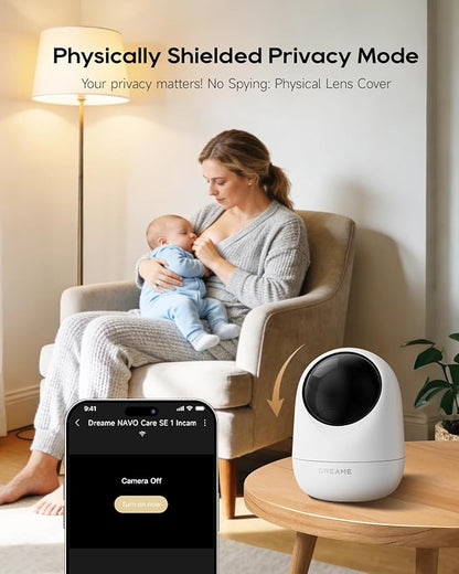 DREAME Pet Dog Camera, 2K 3MP Indoor Security Camera Motion Detection, 5G/2.4G Dual-Band Wi-Fi, Physical Privacy Mode, Night Vision, 2-Way Audio, Cloud & SD Card Storage, Works with Alexa & Google