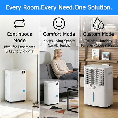 5,000 Sq.Ft 2026 Energy Star 80 Pint/Day Dehumidifier for Basement, Bedroom, Home, Bathroom, Smart Compressor Dehumidifier with Drain Hose, Intelligent Humidistat
