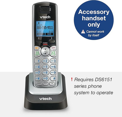 VTech Accessory Handset for DS6151 Series with 2-Line Cordless Phone, Suitable for Small Business or Home, Answering System, Expandable up to 12 Handsets, Intercom, Conference | DS6101 (Black/Silver)