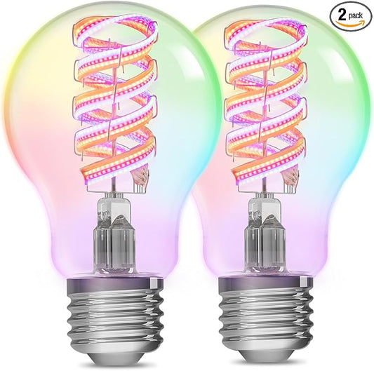 Linkind Matter A19 Smart Light Bulbs, Alexa/Apple/Google Home, 2Pack | Smart Edison Bulb, Voice Control, Music Sync&Light Show, 850LM Vintage Filament Bulb, 1800K-6500K White, E26 LED 60W Eqv