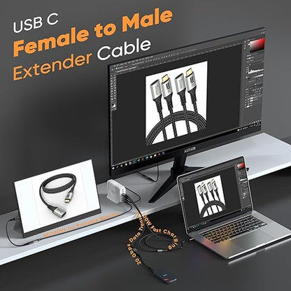 USB C Extension Cable 5 Pack,Multi Pack 3FT USBC Male to Female Cord, [USB 3.2 Gen2/10Gbps] 100W/5A Fast Charging 4K@60Hz Video USB C Cable for iPhone 17PM,MacBook,iPad Pro,Carplay,Security Camera