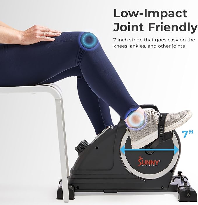 Sunny Health & Fitness 2-in-1 Smart Magnetic Pedal Exerciser, Compact Indoor Under-Desk Mini Exercise Bike for Full Body Cardio Workout and Physical Therapy, Free SunnyFit Training App Connection