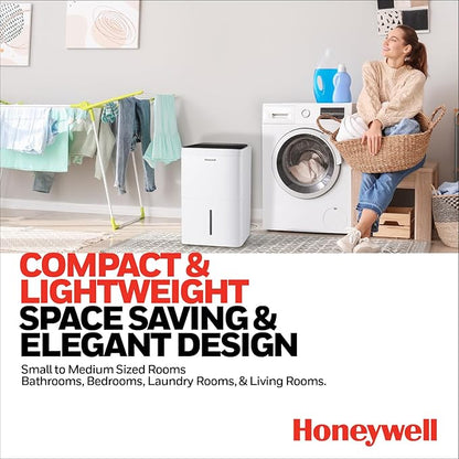 2024 NEW! Honeywell 50-Pint ENERGY STAR Dehumidifier with Built-in PUMP – Laundry Mode, Auto-Comfort Mode & Thermal Overload Protection, TPFIT50PWK