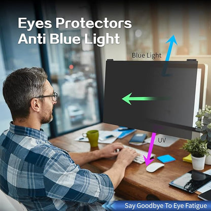 Computer Privacy Screen Filter 27 Inch, 9H Hardness Hanging Computer Screen Privacy Shield Compatible with 16:9 Widescreen Monitor, Eye Protection and Blue Light Blocks