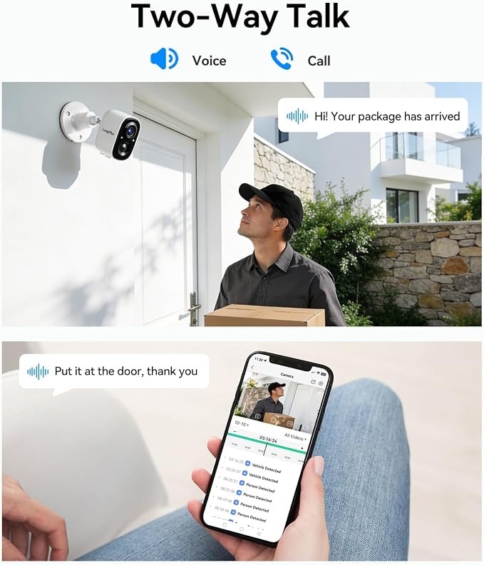 LongPlus 4K Outdoor Camera Wireless Battery Powered, WIFI6 Security Camera