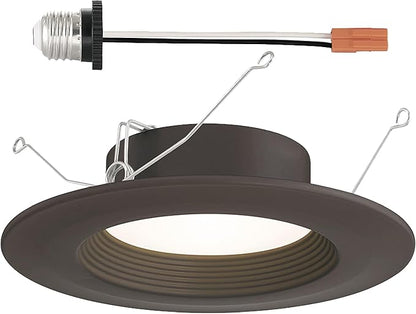 Designers Fountain LED Recessed Ceiling Light, 5/6 Inch 5CCT Metal Lighting Fixture, Dimmable, 1000 Lumens, 2700K/3000K/3500K/4000K/5000K, Bronze Baffle Trim, EVL61093T50BZ