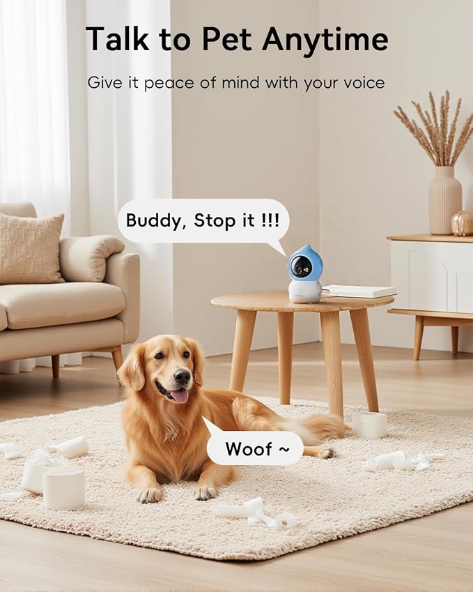 ZUMIMALL Pet Camera with Laser Toy, 2K WiFi Dog Cat Camera with Phone App