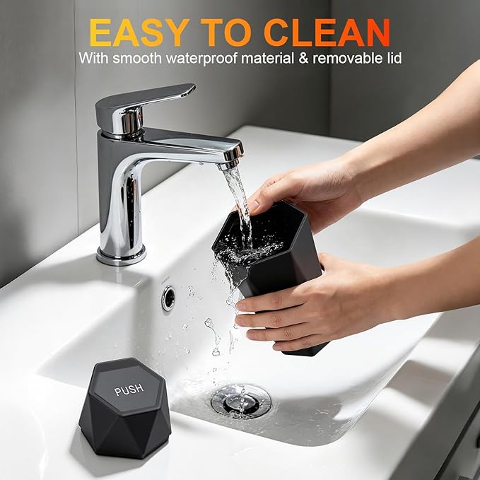 JUSTTOP Car Trash Can with Lid, Diamond Design Small Automatic Portable Trash Can with 1 Trash Bag, Easy to Clean, Used in Car Home Office (Black)
