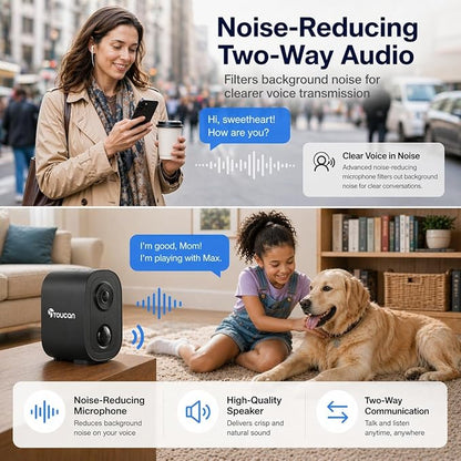 2K Wireless Outdoor Security Camera, Cameras for Home Security with Free 24-Hour Cloud Playback, 2-Way Audio, PIR Motion Detection, Night Vision, IP65 Weatherproof, Alexa & Google Home Compatible