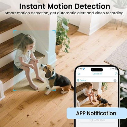 vebiliki Security Camera, 4K WiFi Camera with TF Card, Indoor Security Camera with AI Motion Detection, Auto Night Vision Nanny Cam, Cloud & TF Card Storage, 100-Day Standby Cameras for Home Security