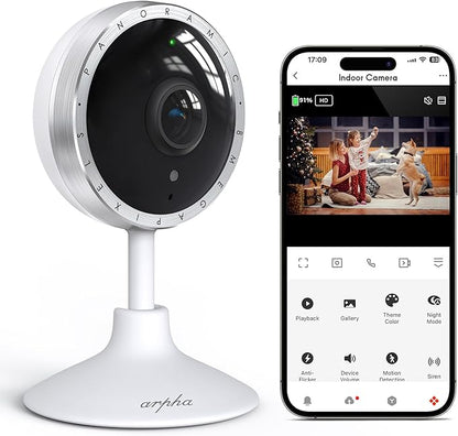 ARPHA 4K Indoor Security Camera, WiFi Pet Camera for Home Security with PIR Human Detection, Sound Detection, Night Version Two-Way Talk, Support TF Card & Cloud Storage